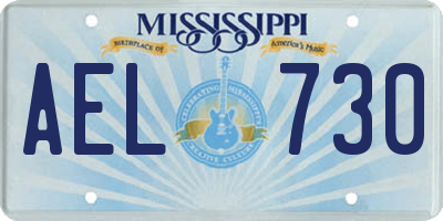 MS license plate AEL730