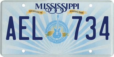 MS license plate AEL734