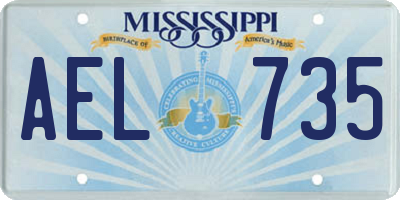 MS license plate AEL735