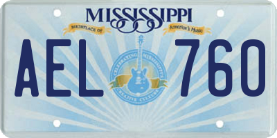 MS license plate AEL760