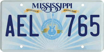 MS license plate AEL765