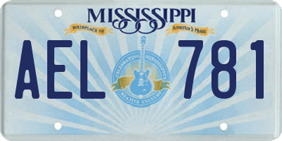MS license plate AEL781