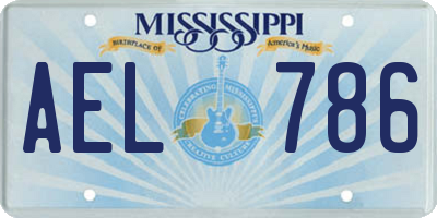 MS license plate AEL786