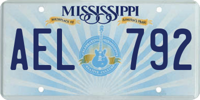 MS license plate AEL792