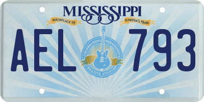 MS license plate AEL793