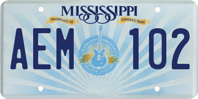MS license plate AEM102