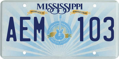 MS license plate AEM103