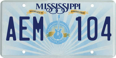 MS license plate AEM104