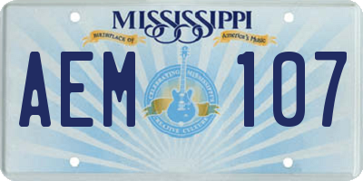 MS license plate AEM107