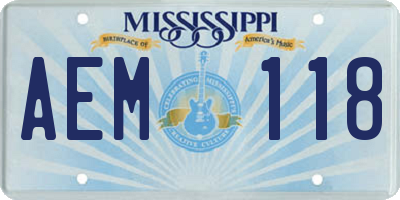 MS license plate AEM118