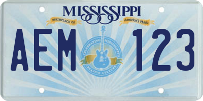 MS license plate AEM123