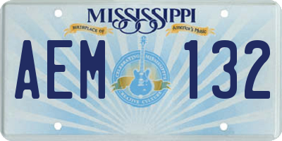 MS license plate AEM132