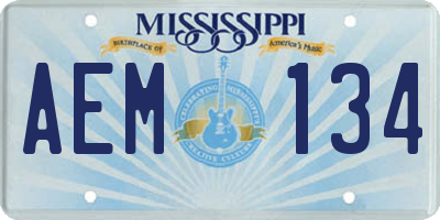 MS license plate AEM134