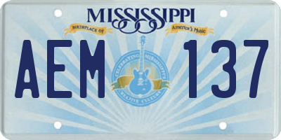 MS license plate AEM137