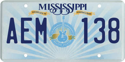 MS license plate AEM138