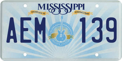 MS license plate AEM139