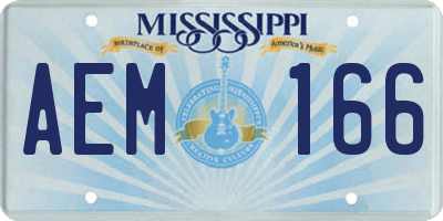 MS license plate AEM166