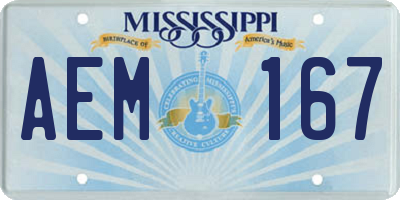 MS license plate AEM167