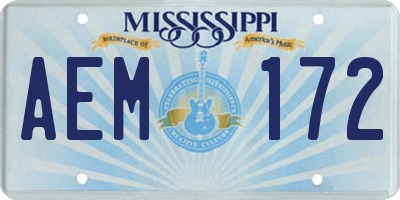 MS license plate AEM172