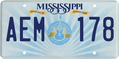 MS license plate AEM178