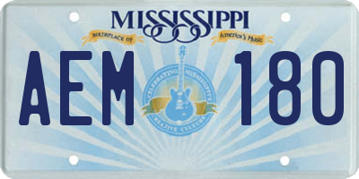 MS license plate AEM180
