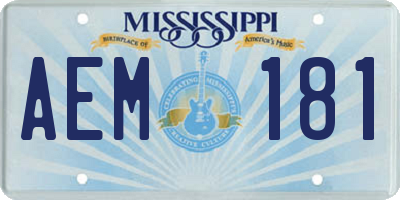 MS license plate AEM181