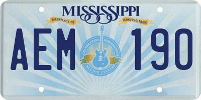 MS license plate AEM190