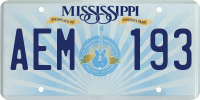 MS license plate AEM193