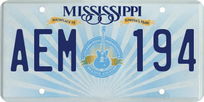 MS license plate AEM194