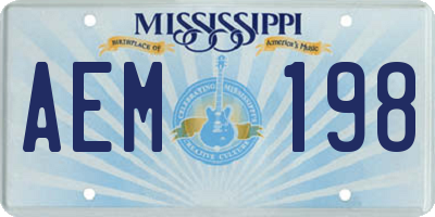 MS license plate AEM198