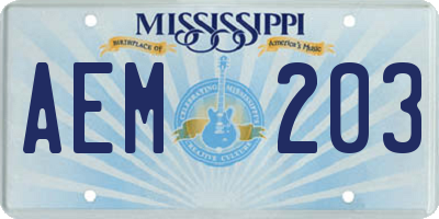 MS license plate AEM203