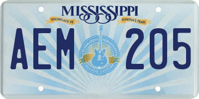 MS license plate AEM205
