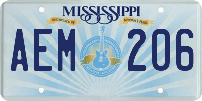 MS license plate AEM206