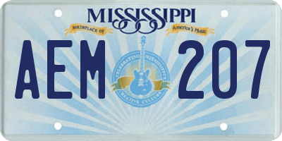 MS license plate AEM207