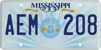 MS license plate AEM208