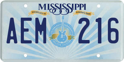 MS license plate AEM216