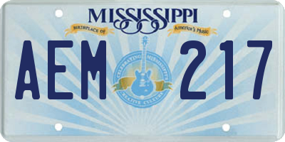 MS license plate AEM217