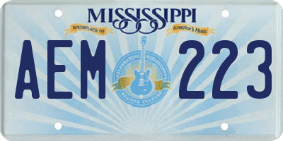 MS license plate AEM223