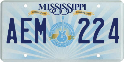 MS license plate AEM224