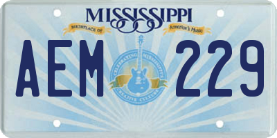 MS license plate AEM229