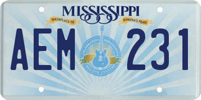 MS license plate AEM231