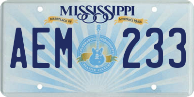 MS license plate AEM233