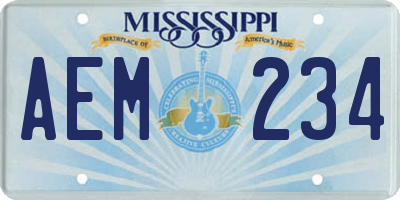 MS license plate AEM234