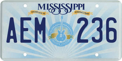 MS license plate AEM236