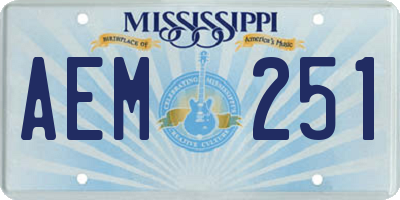 MS license plate AEM251