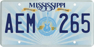 MS license plate AEM265