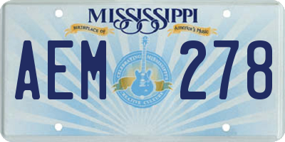 MS license plate AEM278