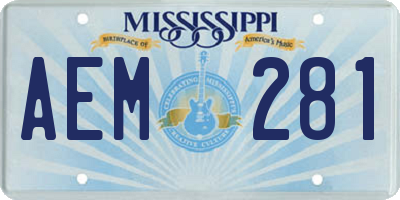 MS license plate AEM281
