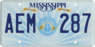 MS license plate AEM287