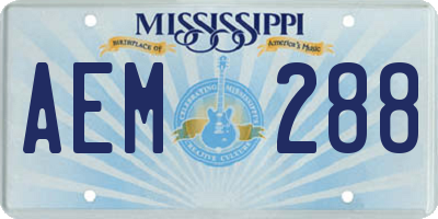 MS license plate AEM288